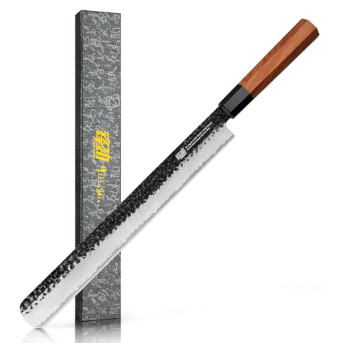 FINDKING Brisket Slicing Knife 12 Inch, Sharp Carving Knife for Meat, BBQ, High Carbon Steel Blade, African Rosewood Octagonal Handle (Dynasty Series) - Image 1