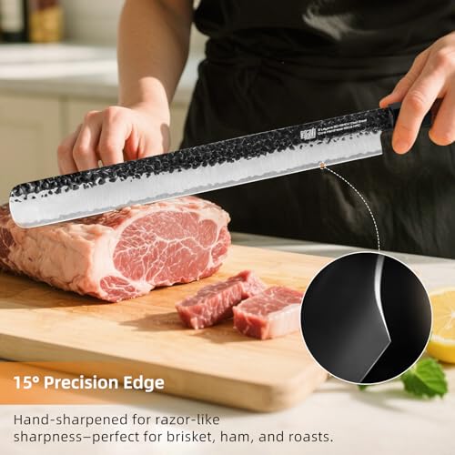 FINDKING Brisket Slicing Knife 12 Inch, Sharp Carving Knife for Meat, BBQ, High Carbon Steel Blade, African Rosewood Octagonal Handle (Dynasty Series) - Image 5