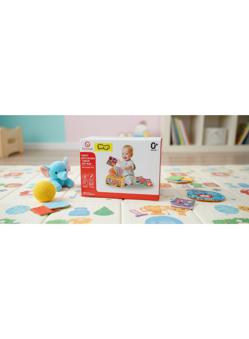 Bingo Sobebear Early Education Tissue Toy Box for Babies | Montessori Sensory Learning Toy | Soft Pull Tissues for Infants & Toddlers | Colorful Crinkle Toys for Cognitive & Motor Skill Development (0+ Months) - Image 4