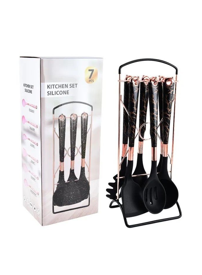 7-Piece Silicone Serving Set - The Perfect Tool for Every Kitchen BLACK T  - Image 1