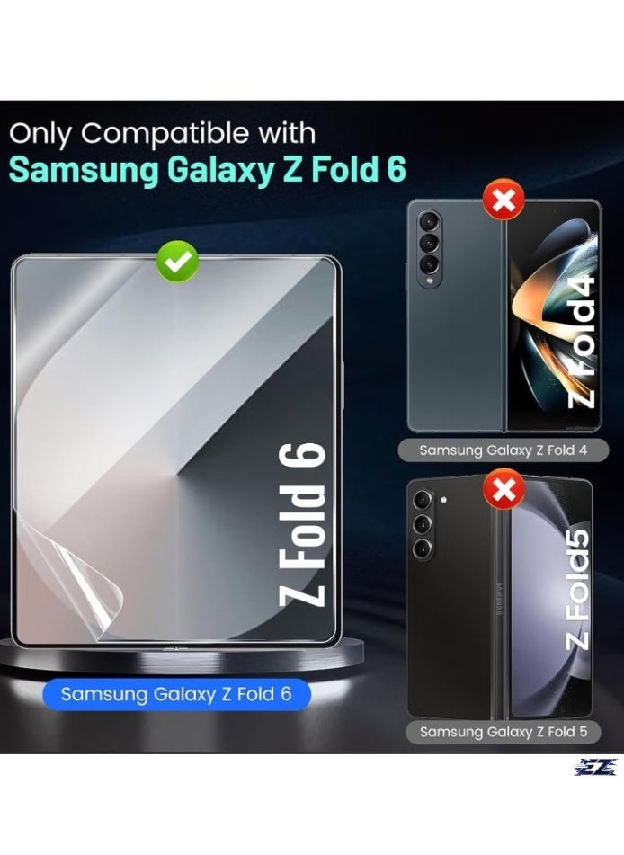 Raxoom Samsung Galaxy Z Fold 6 Screen Protector | 2 Pack Inside Flexible TPU Hydrogel Film + 2 Pack Front TPU Screen Protector + 2 Pack Camera Lens Protector | HD Clear, Full Protection for Foldable Screen - Image 2