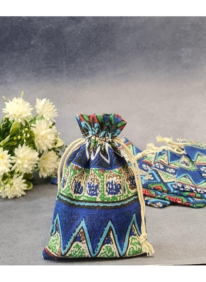 Satyam Kraft SATYAM KRAFT 10 Pcs Drawstring Jute Stylish Storage Potli Pouches For Small Jewelries,Money,Paper Notes Women Wallet,Gift Bags,Return Gift,Women Handbag Shagun Pouch,Candy Bags (Color 12),White - Image 1