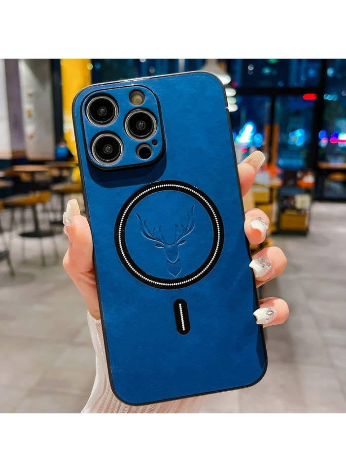 دير غطاء هاتف فخم بتصميم جلد الغزال مع شحن لاسلكي مغناطيسي لسلسلة iPhone 14 Pro - Image 1