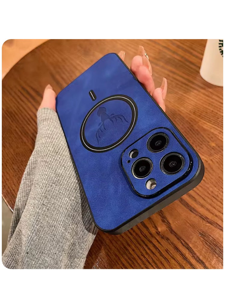 دير غطاء هاتف فخم بتصميم جلد الغزال مع شحن لاسلكي مغناطيسي لسلسلة iPhone 14 Pro - Image 2