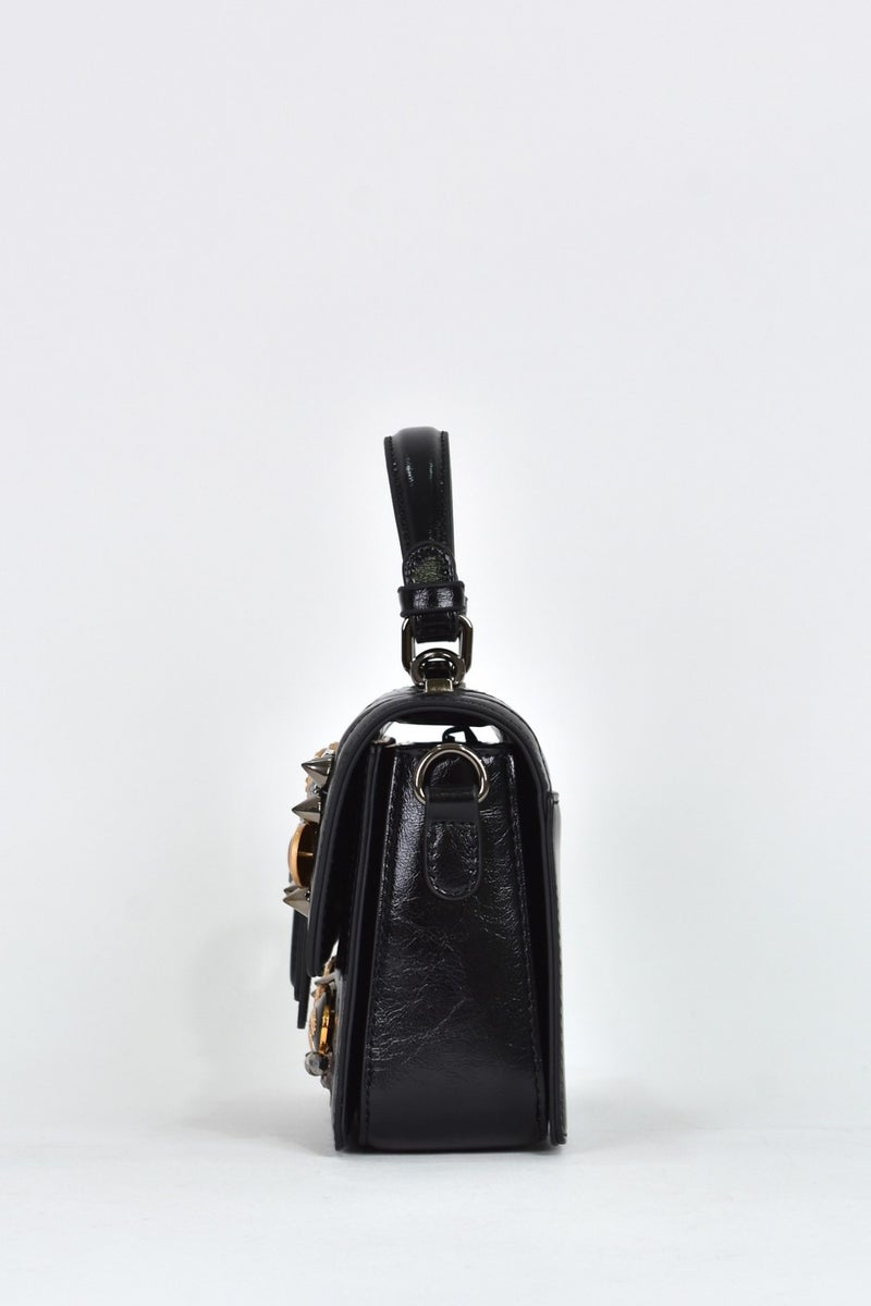 Elatae Women's Shoulder Strap Stone Evening Dress Daily Hand Bag Black 17572  - Image 4