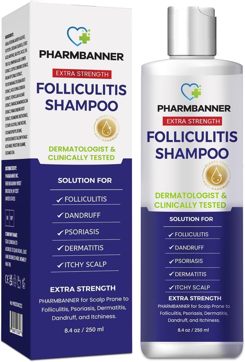 Folliculitis Seborrheic Dermatitis Shampoo AntiDandruff Psoriasis Itchy Scalp Treatment Soothes Redness Flaking Irritation 250ml