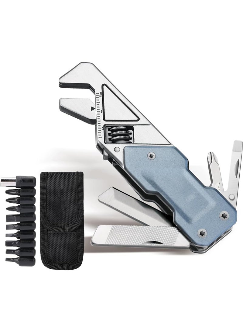 Nextool Multi Tool Wrench, 6 in 1 Wrench Multitool with Knife, Flat Phillips Screwdriver and Bottle Opener Bike Multitool with 9 in 1 Bits Set and Nylon Pouch for Cycling Maintenancen Household Repairs  - Image 1