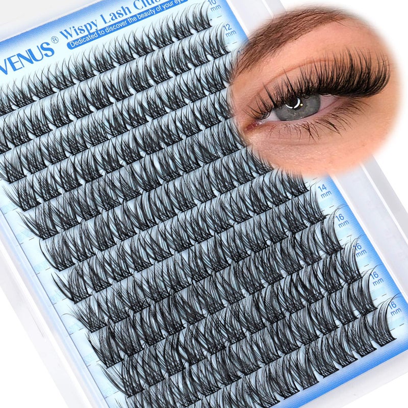 Goddvenus Wispy Lash Clusters Natural Lashes Clusters Wispy Eyelash Clusters CD Curl Cluster Eyelash Extensions DIY Individual Lashes Invisible Band Lash Extension Fluffy Eyelashes Clusters - Image 1