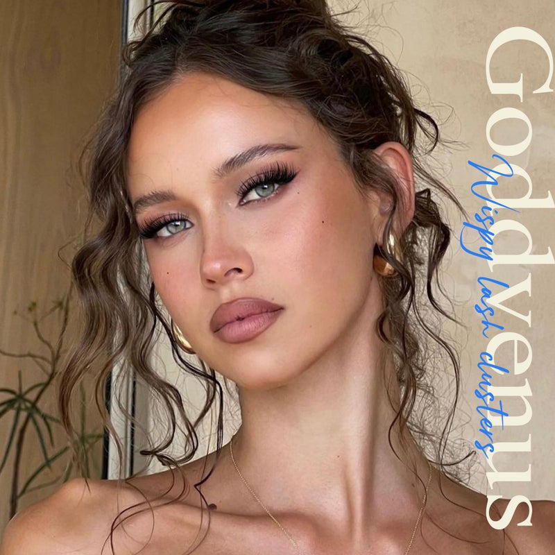 Goddvenus Wispy Lash Clusters Natural Lashes Clusters Wispy Eyelash Clusters CD Curl Cluster Eyelash Extensions DIY Individual Lashes Invisible Band Lash Extension Fluffy Eyelashes Clusters - Image 3