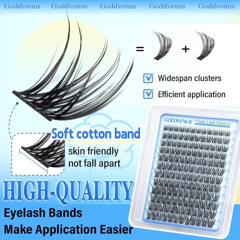 Goddvenus Wispy Lash Clusters Natural Lashes Clusters Wispy Eyelash Clusters CD Curl Cluster Eyelash Extensions DIY Individual Lashes Invisible Band Lash Extension Fluffy Eyelashes Clusters - Image 2