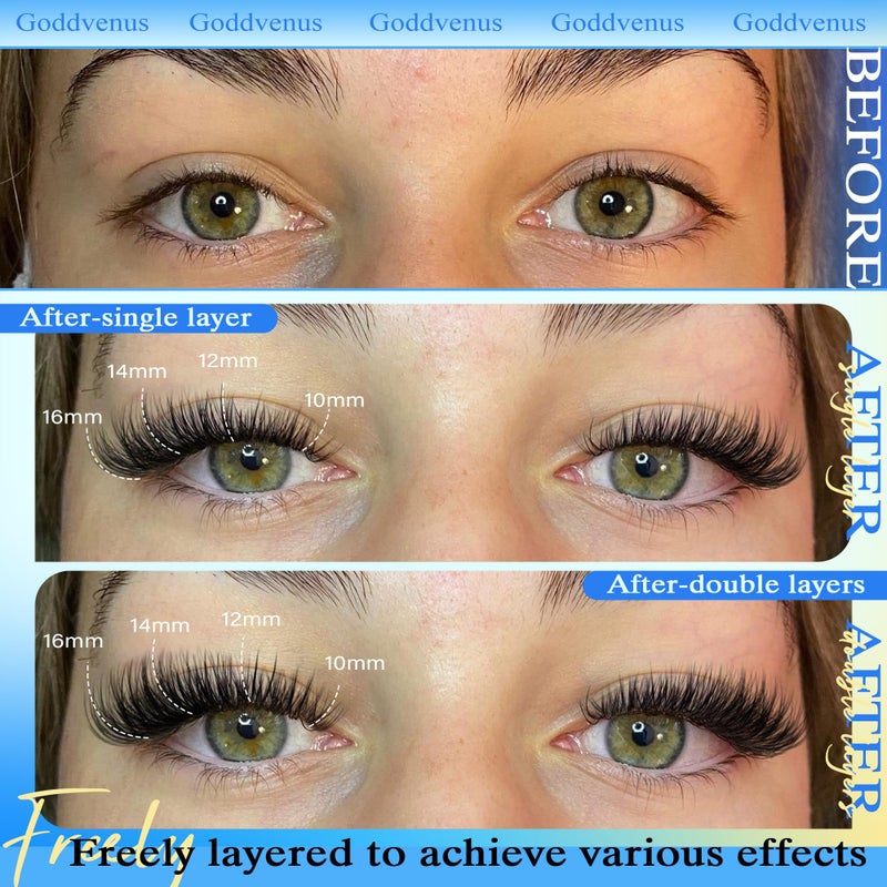 Goddvenus Wispy Lash Clusters Natural Lashes Clusters Wispy Eyelash Clusters CD Curl Cluster Eyelash Extensions DIY Individual Lashes Invisible Band Lash Extension Fluffy Eyelashes Clusters - Image 5