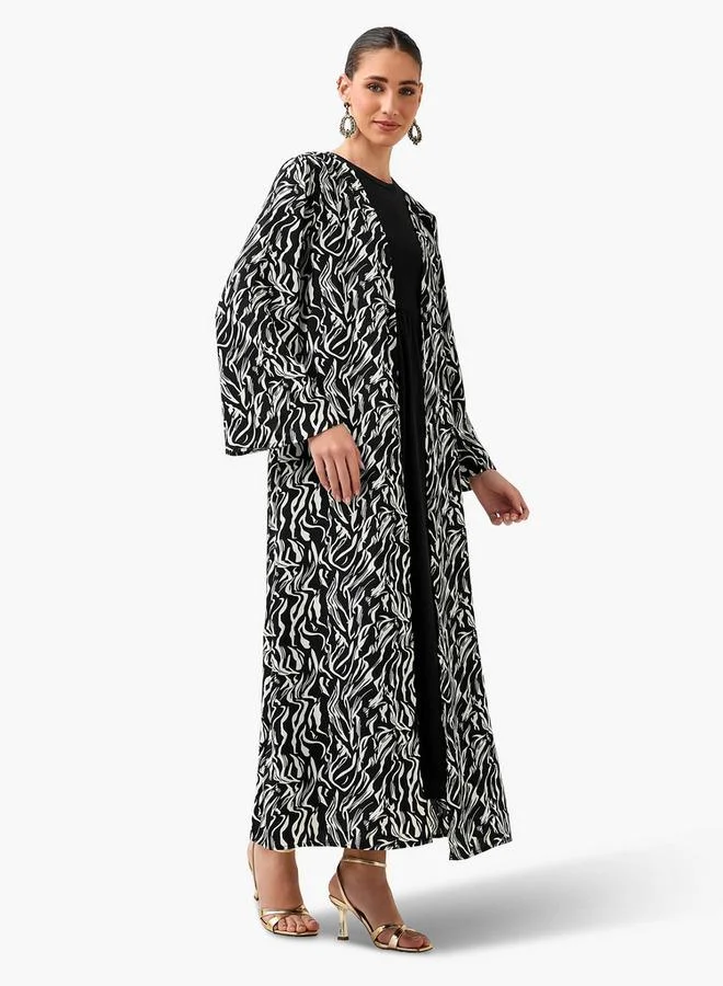 سبلاش فيڤ Regular Fit Kimono Abaya Shrug with Print