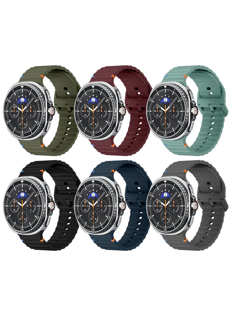 CATANES 6 Packs Silicone Ocean Band for Samsung Galaxy Watch 8 Classic 46mm and Watch 8 40mm 44mm - Sport Band Strap - Image 2