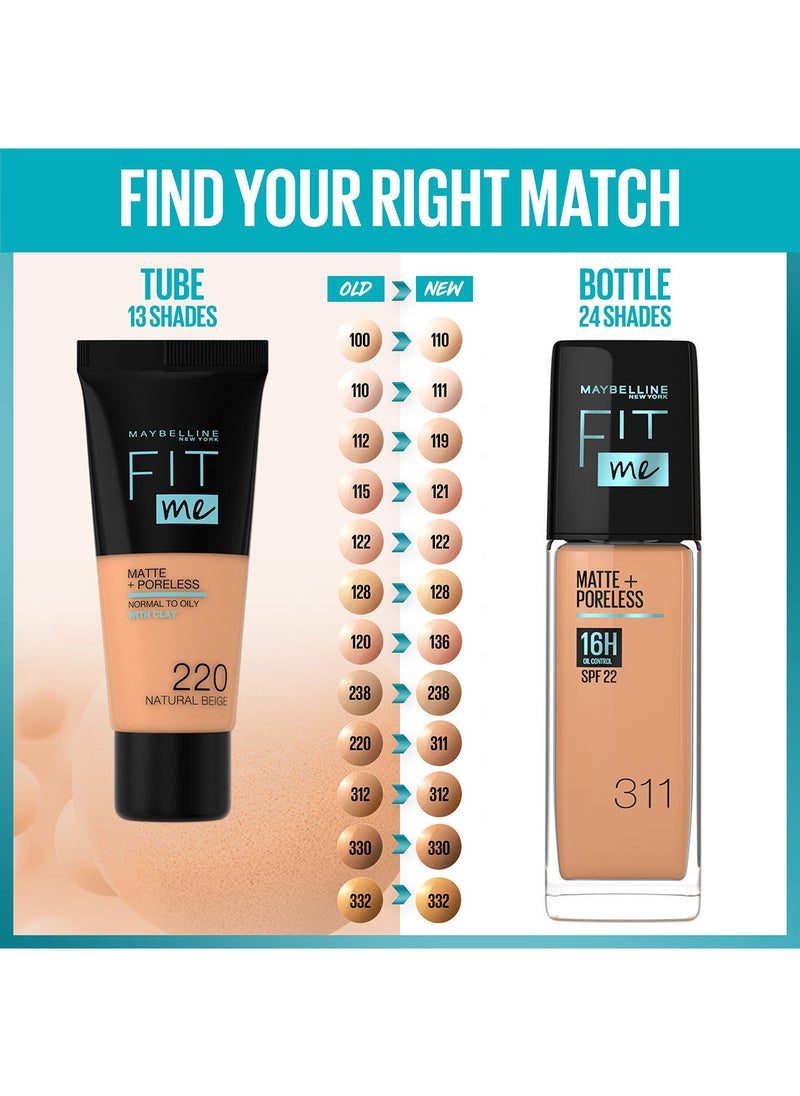 MAYBELLINE NEW YORK - مايبيلين نيويورك كريم أساس فيت مي غير لامع ويغطي المسام لمدة 16 ساعة مع عامل حماية من الشمس SPF 22 - 138 - Image 1