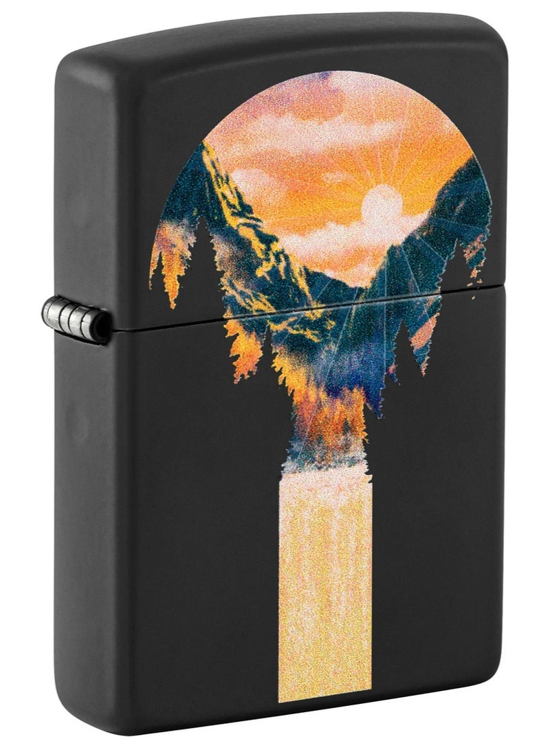 Zippo 48676 218 Waterfall Design Black Matte Windproof Lighter - Image 1