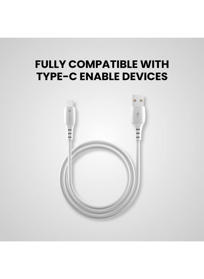 Portronics - Portronics Konnect A Type-C Cable with 3A Rapid Charging & 480mbps Data Transmission,1 M Cord Length(White) - Image 1