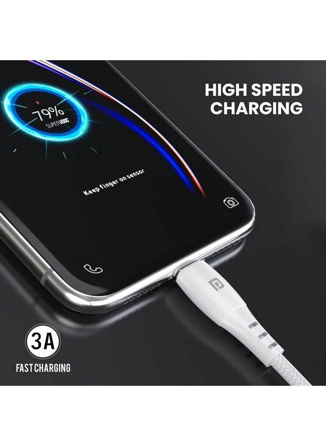 Portronics - Portronics Konnect A Type-C Cable with 3A Rapid Charging & 480mbps Data Transmission,1 M Cord Length(White) - Image 1