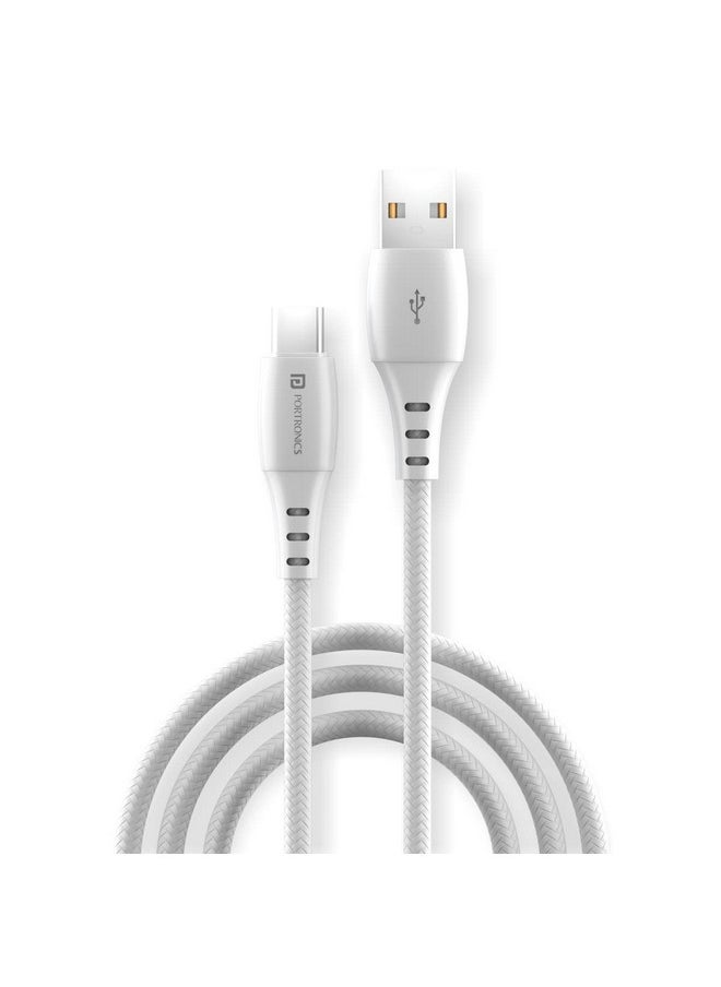 Portronics - Portronics Konnect A Type-C Cable with 3A Rapid Charging & 480mbps Data Transmission,1 M Cord Length(White) - Image 1