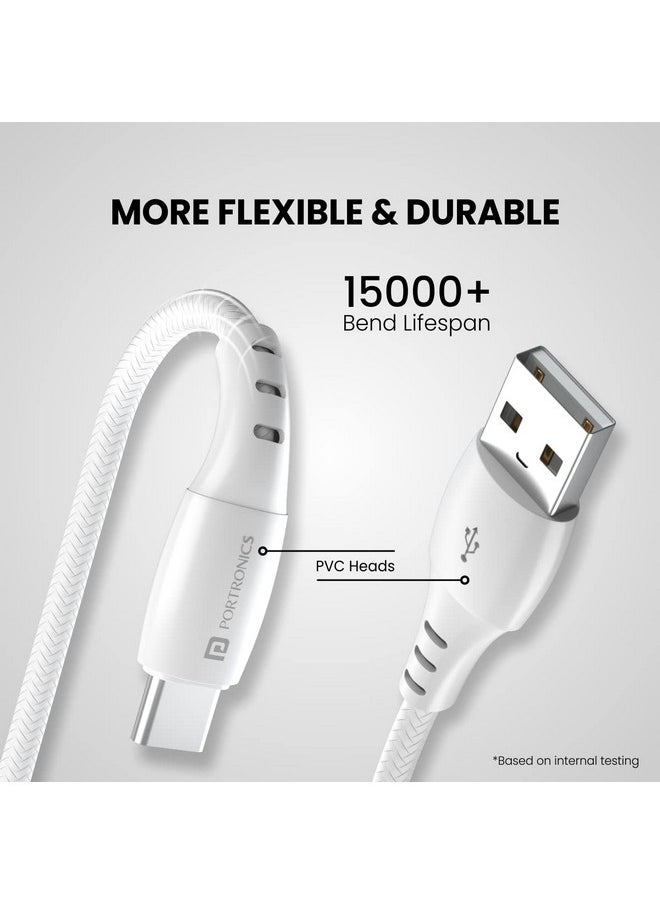 Portronics - Portronics Konnect A Type-C Cable with 3A Rapid Charging & 480mbps Data Transmission,1 M Cord Length(White) - Image 1