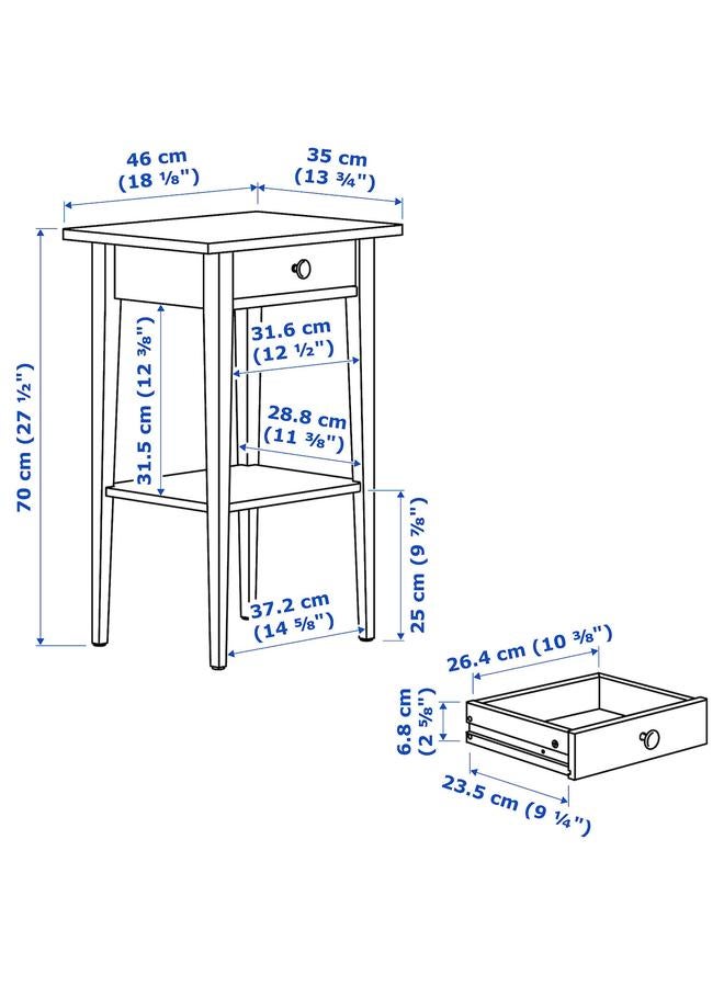 erorex Bedside Table, Grey Stained, 46X35 Cm - Image 5