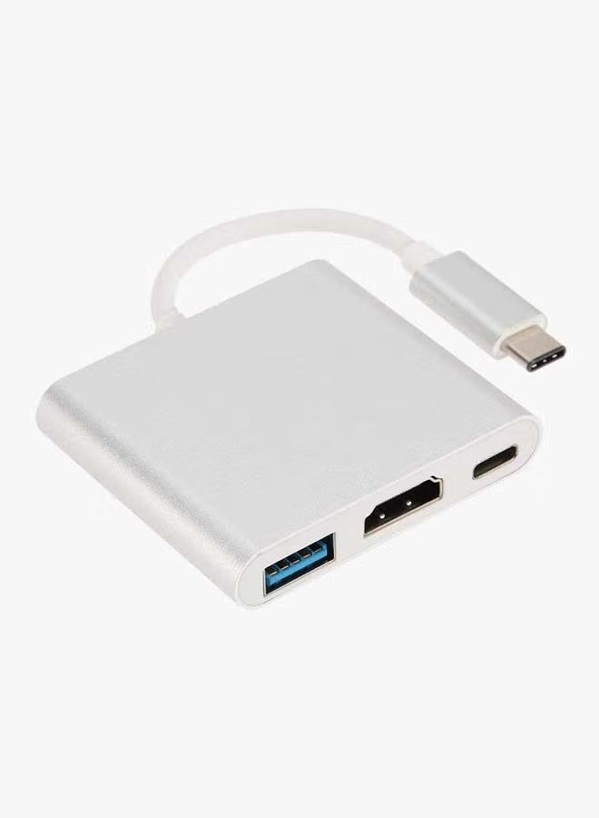 TYPE-C TO HDTV 3 IN 1 ADAPTER HDTV+USB 3.0+TYPE-c(PD) Silver - Image 2