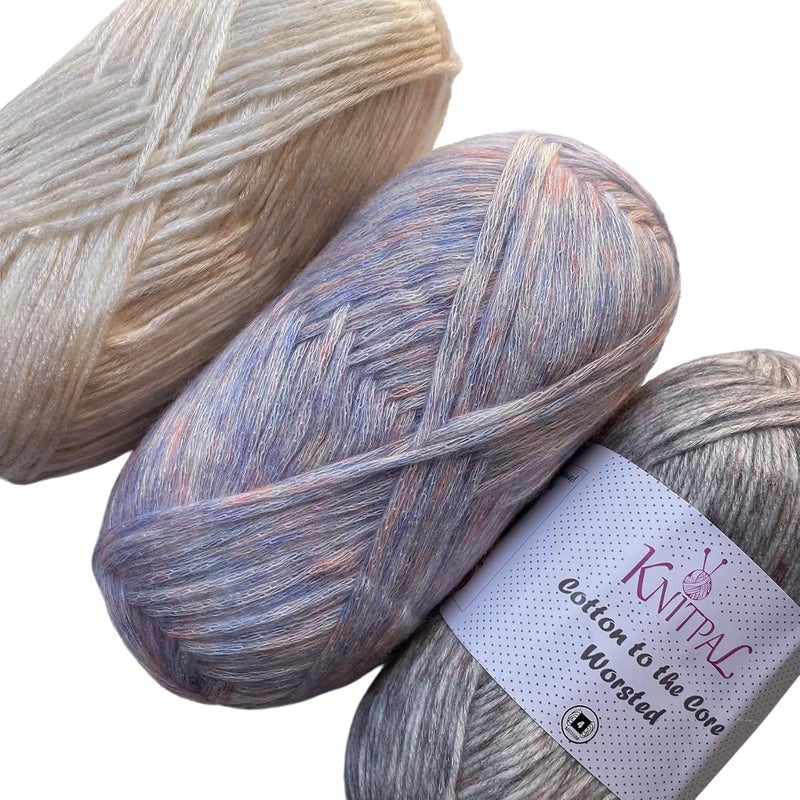 Cotton to The Core Worsted Weight Yarn for Crocheting 3 Skeins 654 Yds300G Free Patterns  Soft Cotton Yarn for Knitting  4 Medium Worsted Weight  Blue Winters