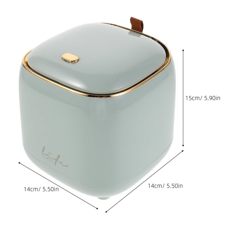 Green Mini Desktop Press Top Trash Can With Lid Small Wastebasket For Office Bedroom Tabletop - Image 3