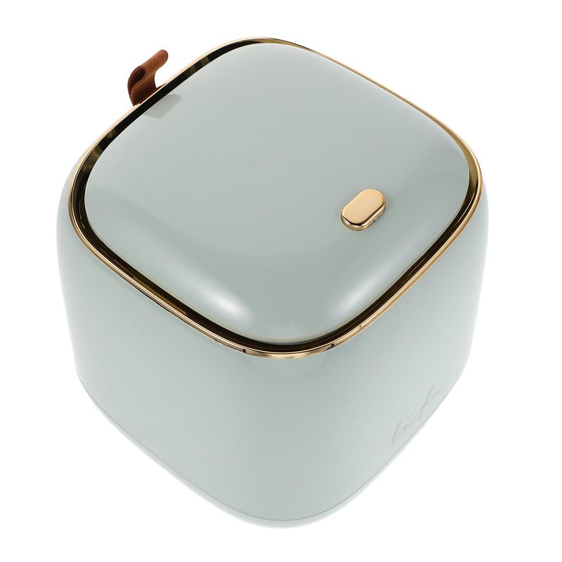 Green Mini Desktop Press Top Trash Can With Lid Small Wastebasket For Office Bedroom Tabletop - Image 2