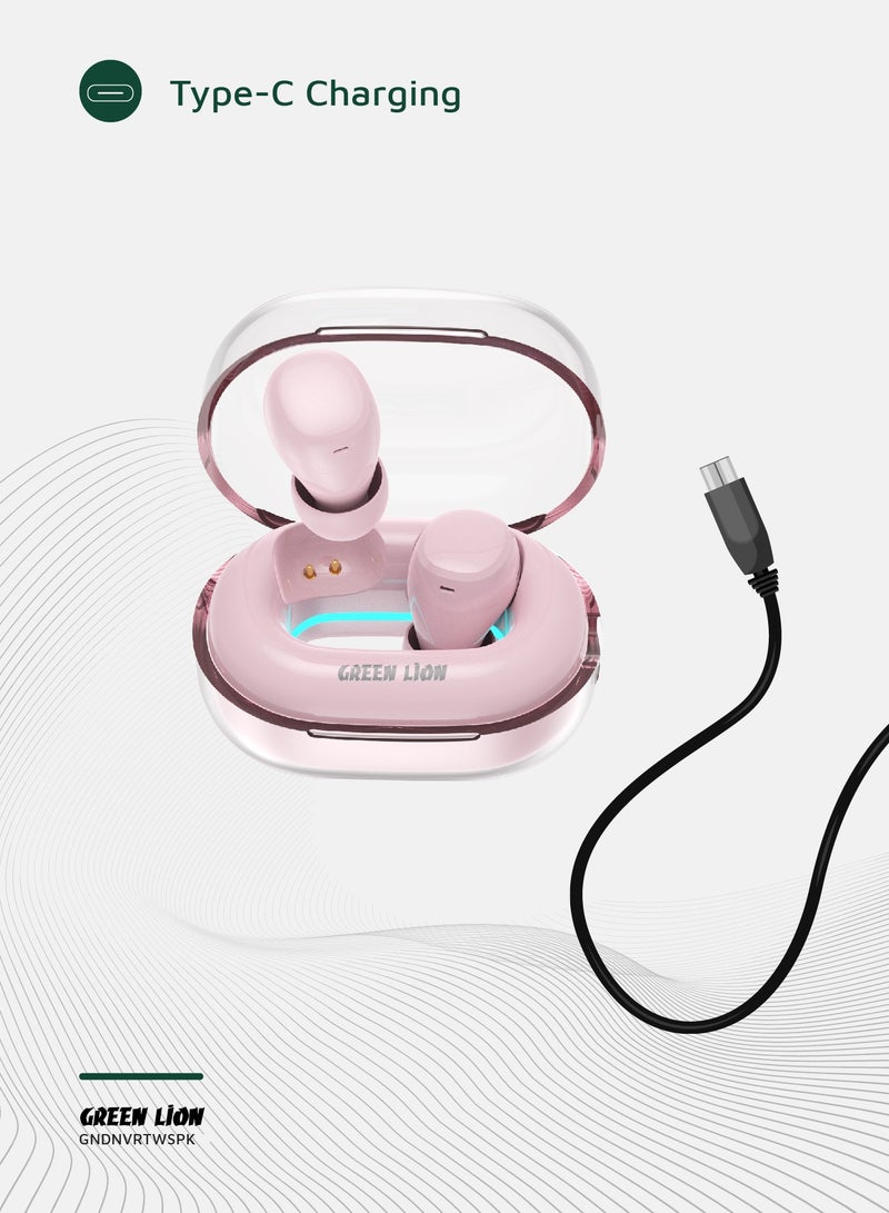 GREEN LION Denver True Wireless Earbuds with 3H Playtime & Voice Assistant / Bluetooth V5.4 / HiFi Sound / Built-in Microphone / IPX4 Waterproof - Pink - Image 4