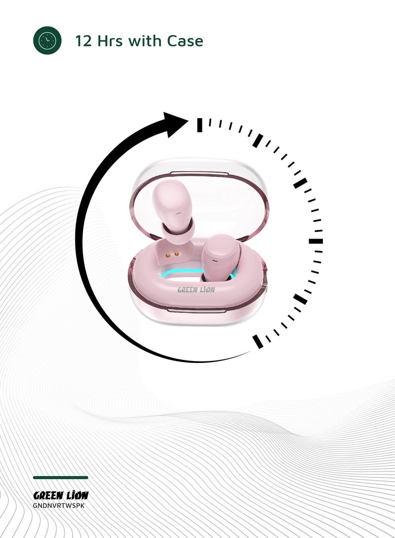 GREEN LION Denver True Wireless Earbuds with 3H Playtime & Voice Assistant / Bluetooth V5.4 / HiFi Sound / Built-in Microphone / IPX4 Waterproof - Pink - Image 3