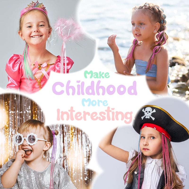 Dreamlover Colored Hair Extensions for Kids, Crazy Hair Day Accessories For Girls, Braided Hair Extensions For Style-challenged Parents, 12 Pieces - Image 4