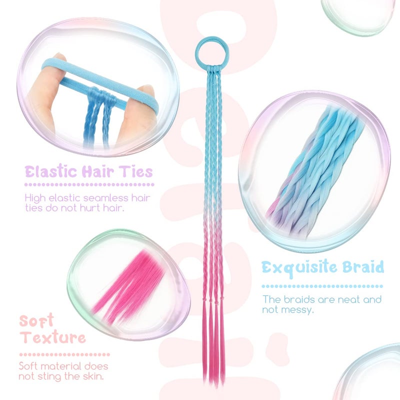 Dreamlover Colored Hair Extensions for Kids, Crazy Hair Day Accessories For Girls, Braided Hair Extensions For Style-challenged Parents, 12 Pieces - Image 3