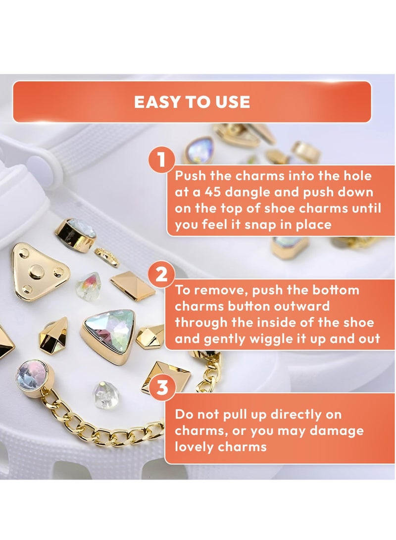 24 Pack Croc Shoe Charms Bling Shoes Decoration, Enamel Diamond Shoe Decoration with Chains Accessories, Suitable for Crocs for Girls Women Party Favors Birthday Gifts - Image 5
