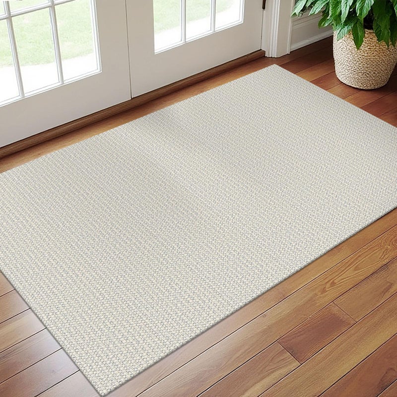EARTHALL Woven Area Rug 3x5 Ft Washable Rugs for Entryway, Braided Rubber Backed Throw Rugs Door Mat Indoor Outdoor Entrance, Cotton Rug for Kitchen Foyer Front Door Living Room, Cream/Grayish - Image 5