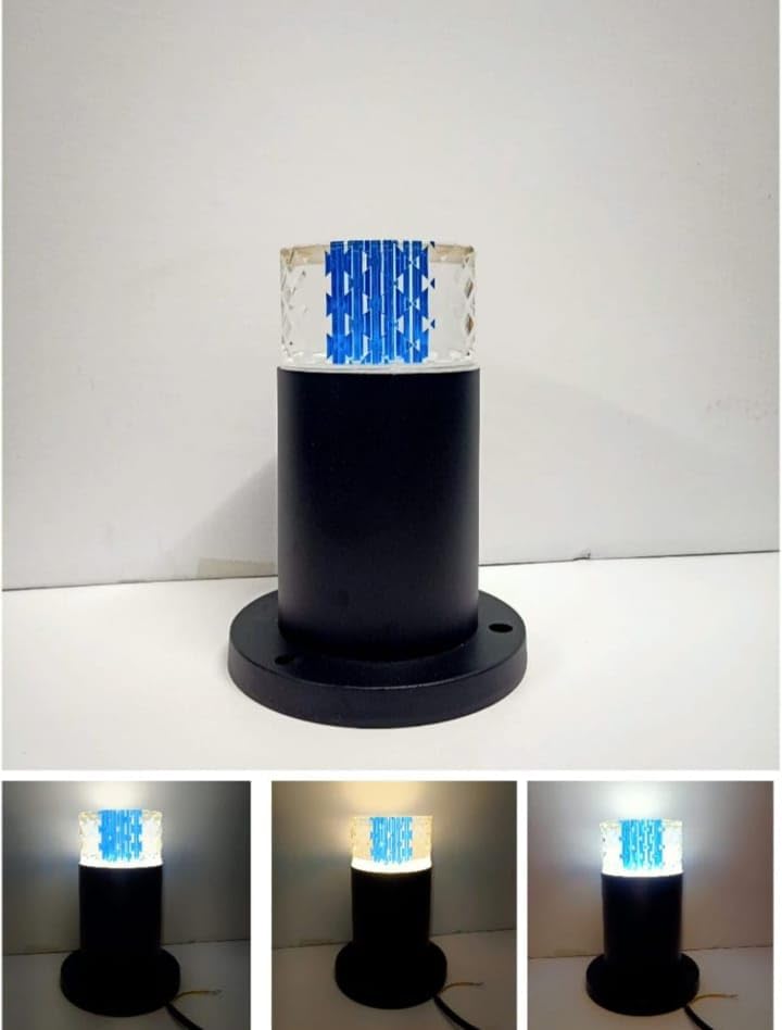 DENICRAAS DENICRAAS LED Gate Post Light Modern Black Cylindrical Base Aluminium Body with Crystal Glass Shade Changing Gate Light for Outdoor Pillars 5W Pack of 1 - Image 3