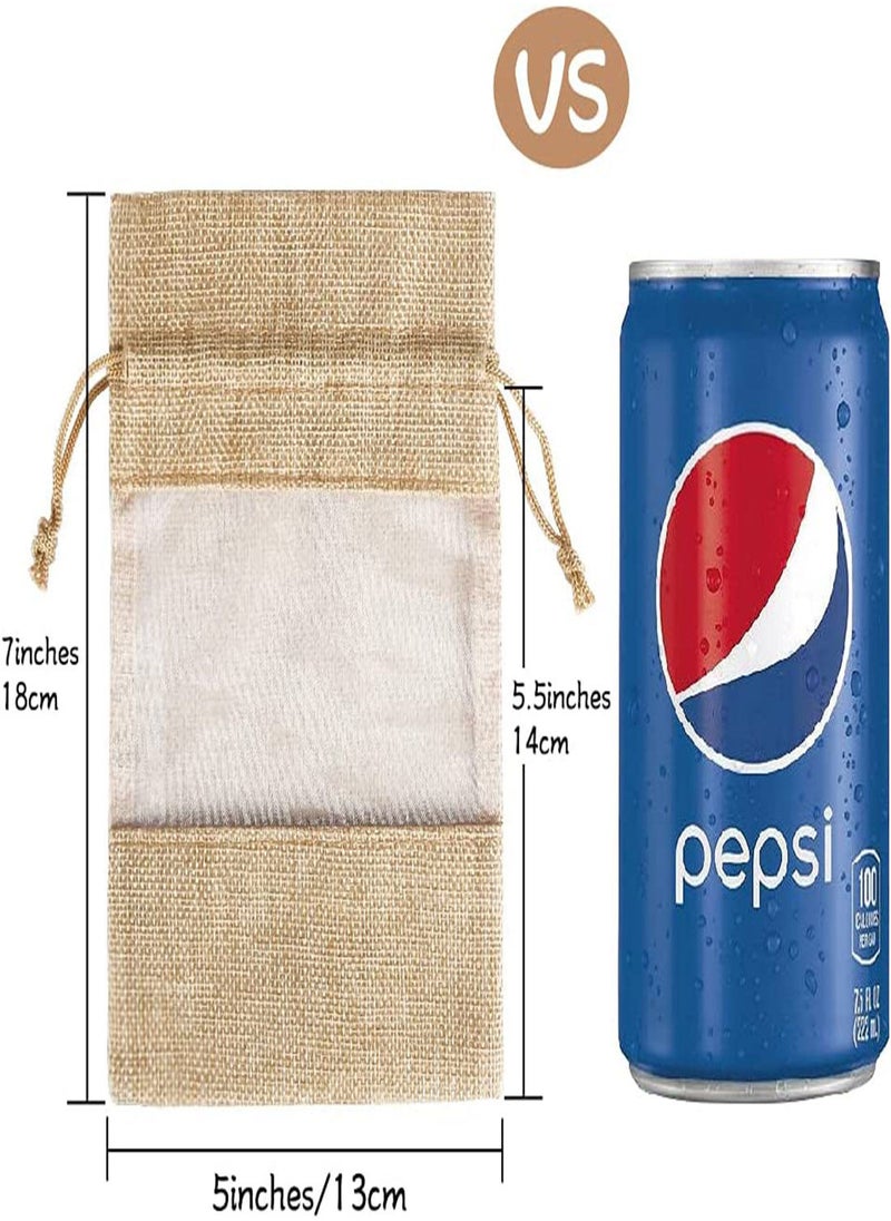 SYOSI Burlap Drawstring Bags, Clear Open Window Jute Fabric Drawstring Gift Bags, 12pcs 5x7" Candy Jewelry Gift Pouches for Party Favors, DIY Craft, Birthday Wedding, Grain, Small Toys  Organized Bag  - Image 4