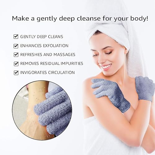 Evridwear Exfoliating Dual Texture Bath Gloves for Shower, Spa, Massage and Body Scrubs, Dead Skin Cell Remover, Gloves with Hanging Loop (1 Pair Heavy Glove) - Image 3