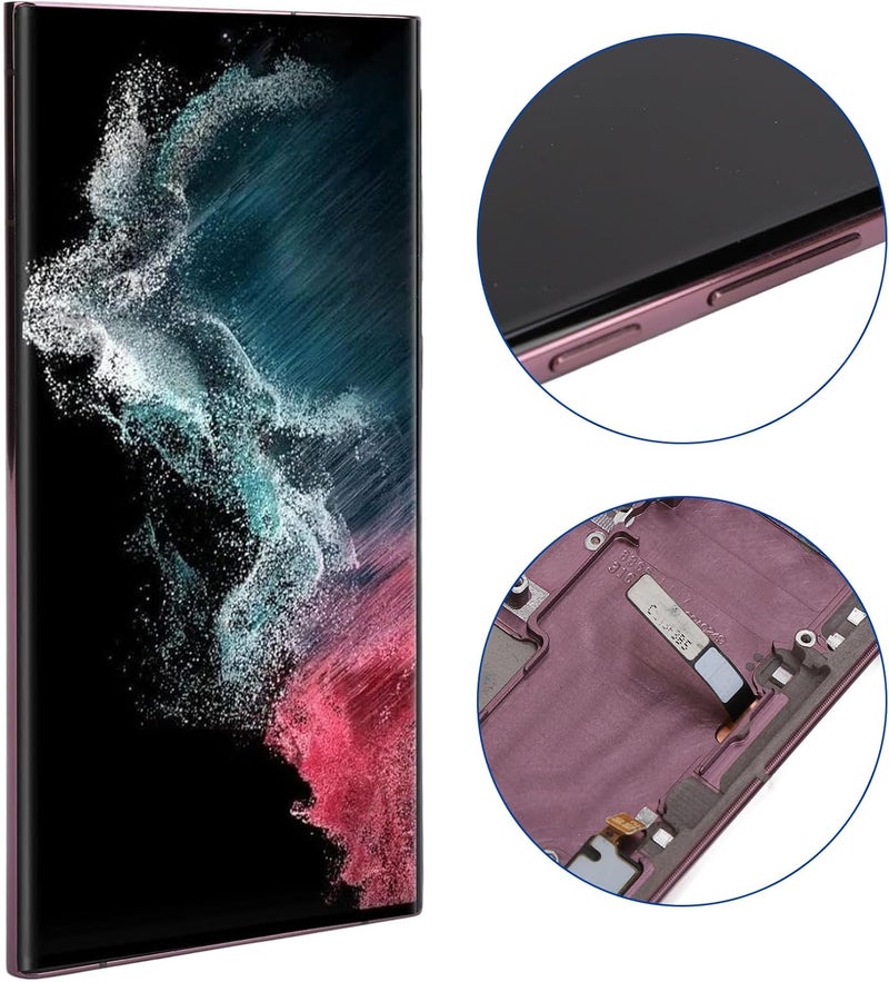 Yoidesu Original for S22 Ultra, OLED LCD Display Touch Screen Digitizer Assembly S22ultra SM S908B LCD Screen Replacement with Frame, 6.7 Inch (Red) - Image 5