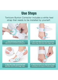 Tenicore TENICORE Bunion Corrector for Women Men Big Toe, Adjustable Knob Bunion Splint for Bunion Relief, Orthopedic Toe Straightener with Anti-slip Heel Strap, Suitable for Left and Right Feet (1PC)  - Image 3