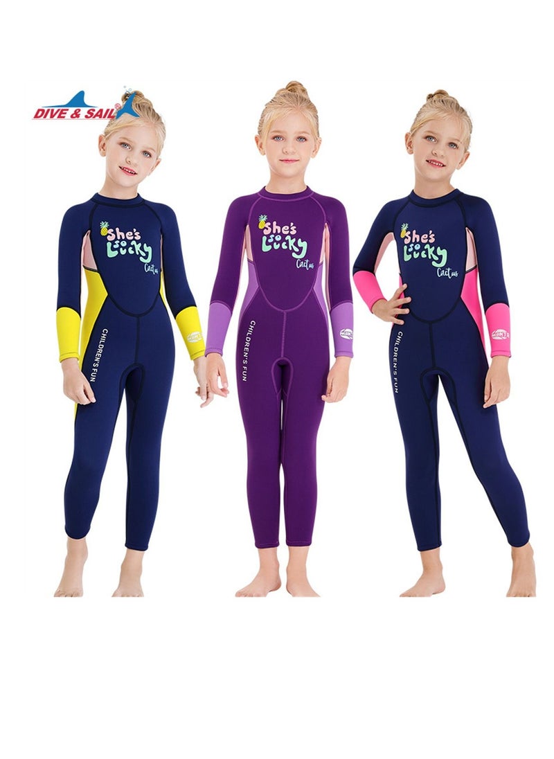 DIVE & SAIL 3Pcs Children's Wetsuit 2.5mm One-piece Thickened Warm Swimsuit Long-sleeved Cold Swimsuit Multicolour  - Image 1