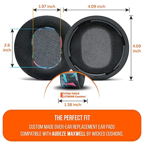 WC مجموعة تعديل WC Maxwell - وسادات أذن مبردة من جل التبريد + عصابة رأس سيليكون لـ Audeze Maxwell لـ Xbox و PS5 من Wicked Cushions | راحة محسنة، تبريد ومتانة | أسود التسعينات - Image 5