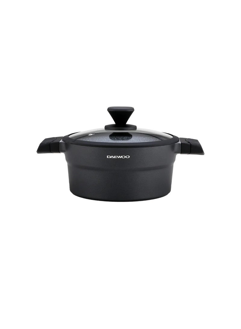 Daewoo 24cm Die-Cast Aluminum Pot, Non-Stick Granite Coating, Full Induction Base, Stay-Cool Handles, Silicone Utensils & Pot Protectors, Chemical-Free - Image 1