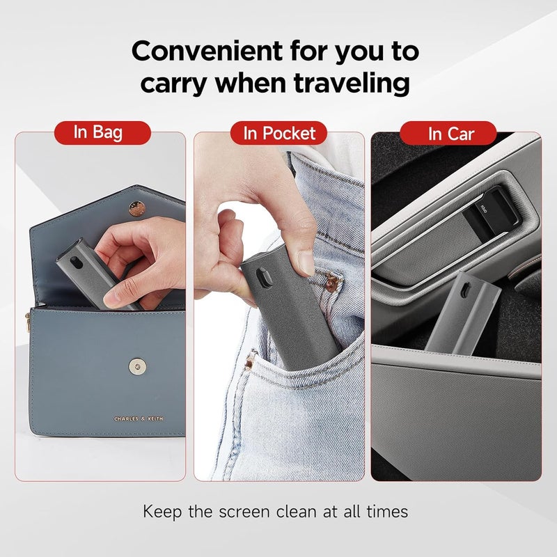 YTT Screen Cleaner, All-in-One Spray & Wipe Cleaner, with Transparent Protective Shell for All Phones, Laptop and Tablet Screens (Gray) - Image 3
