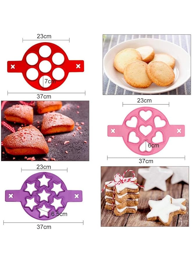 KASTWAVE Silicone Fried Egg Mould, 3Pcs Heart&Round⋆ Shape Pancakes Maker For Saving Cooking Time, Insulated Biscuit Mold Baking Stencil For Fast Easy Diy Egg/Cupcake/Pastry - Image 2
