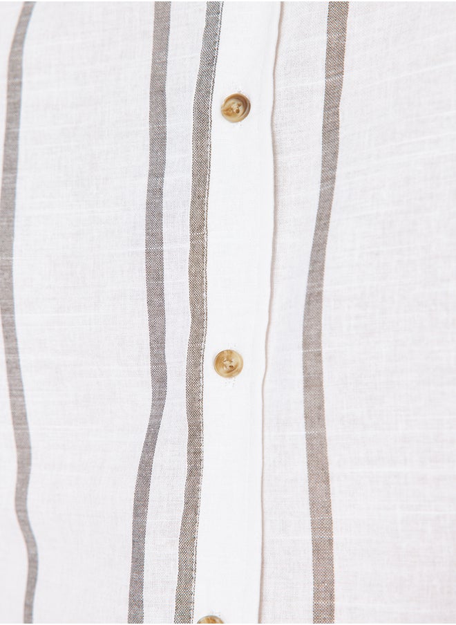 trendyol Slim Fit Buttoned Collar Epaulette Striped Shirt TMNSS21GO1095  - Image 5