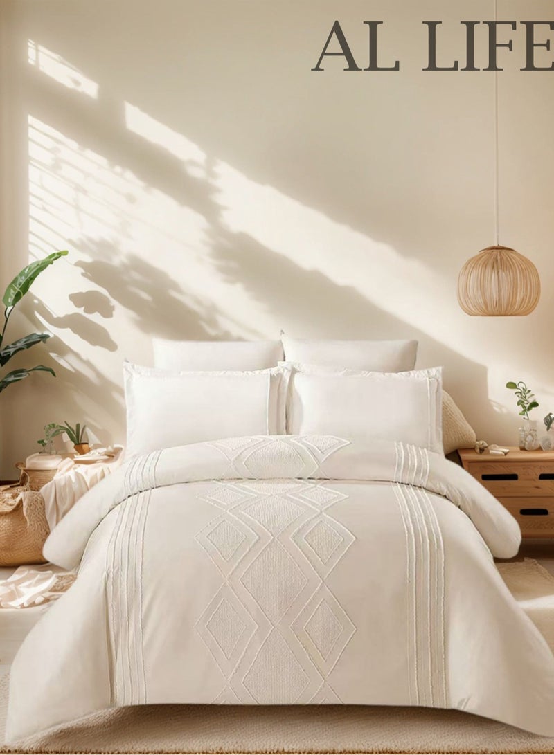 Al LIFE AI LIFE King Size 6-Pieces Striped Pattern Duvet Cover Set, set includes 1 Comforter Cover, 1 Fitted Bedsheet, 4 Pillowcases  - Image 1