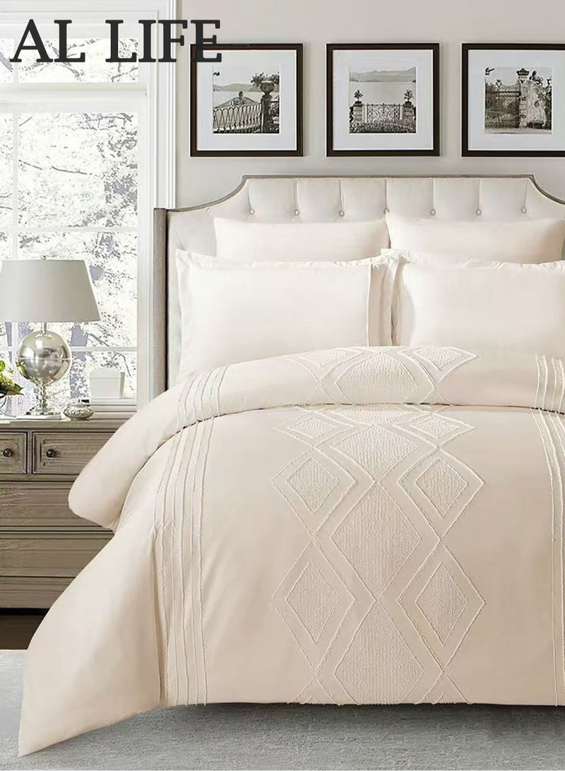 Al LIFE AI LIFE King Size 6-Pieces Striped Pattern Duvet Cover Set, set includes 1 Comforter Cover, 1 Fitted Bedsheet, 4 Pillowcases  - Image 2