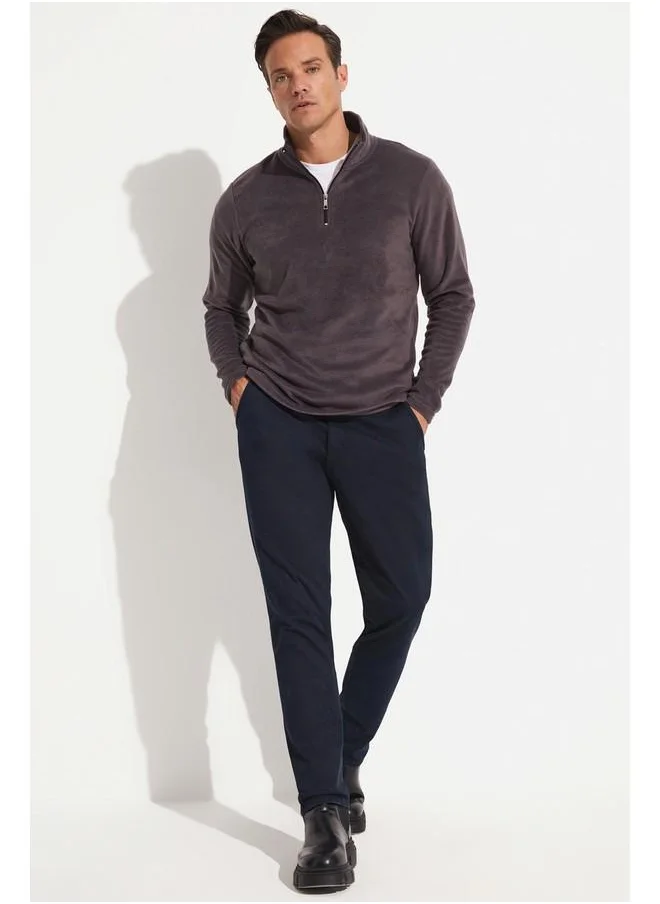 JUNE June Men Half Zip Fleece Sweatshirt Grey