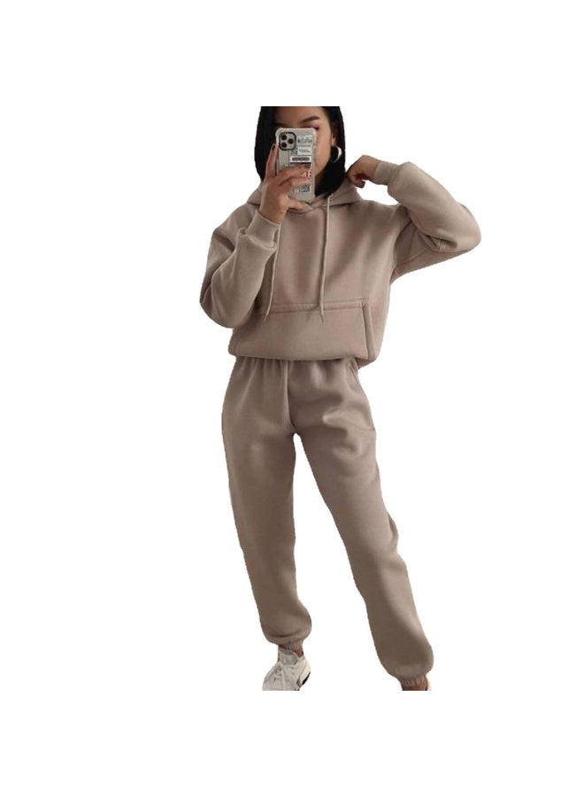 NIBEMINENT Sweatshirts Matching Sets Women Hooded Tracksuit Two Pieces Pant Sets Straight Pants Suit Sporty Elegant Lady Slight Strecth - Image 1