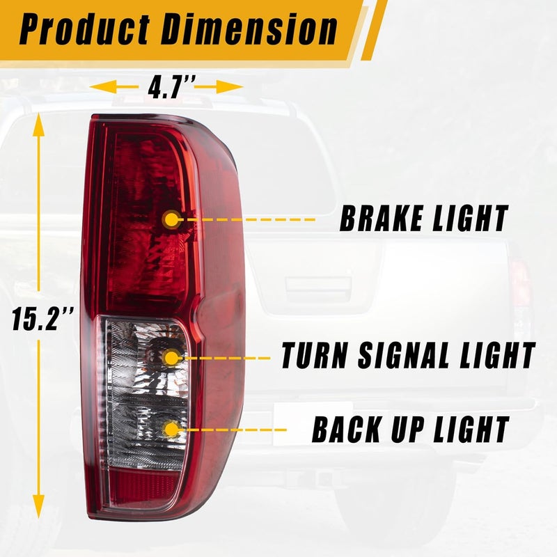 Boine Right Passenger Side Tail Light for 2005-2021 Nissan Frontier & 2009-2012 Suzuki Equator - Bulb Included - Image 2